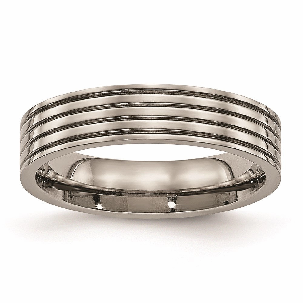 Titanium Polished Grooved Comfort Back Ring | TB473
