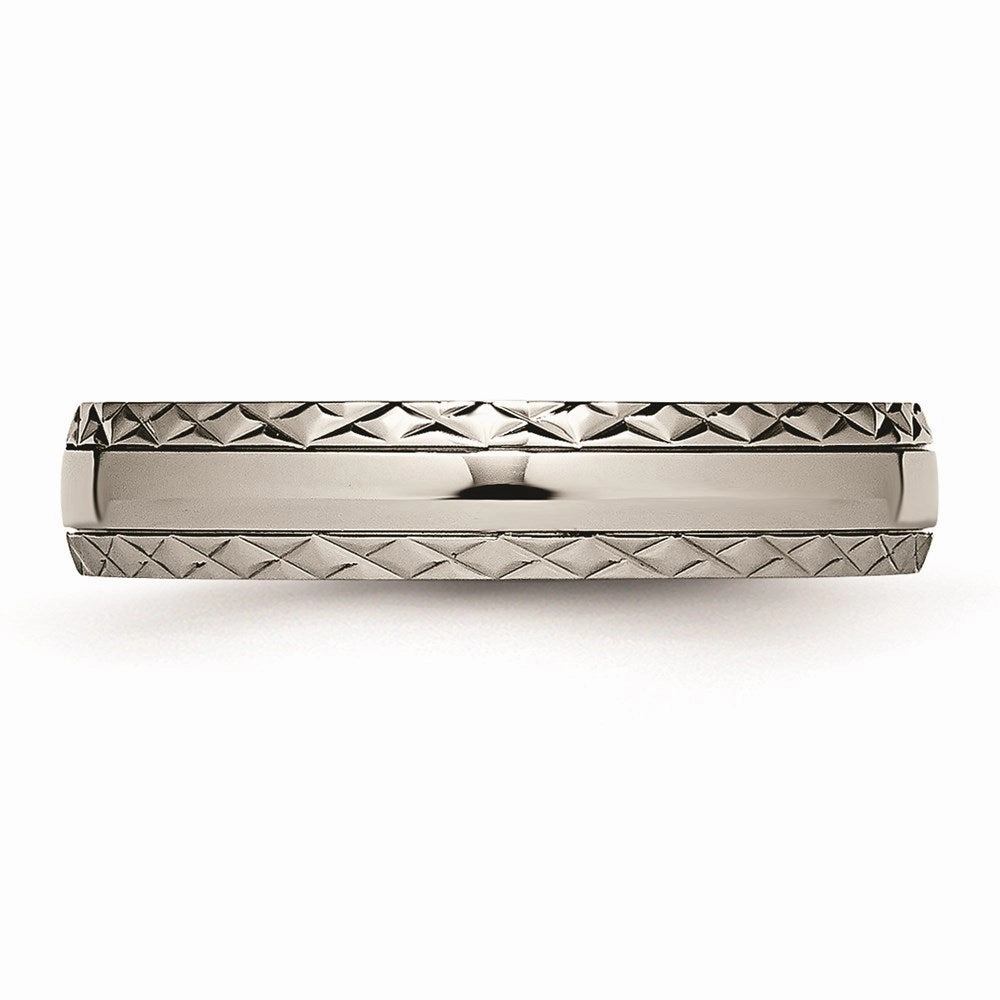 Titanium Polished Grooved Criss Cross Design Ring | TB448