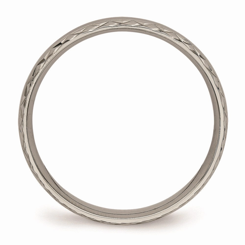 Titanium Polished Grooved Criss Cross Design Ring | TB448