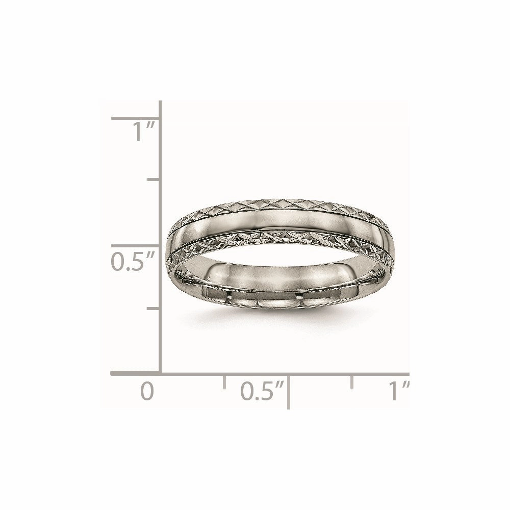 Titanium Polished Grooved Criss Cross Design Ring | TB448