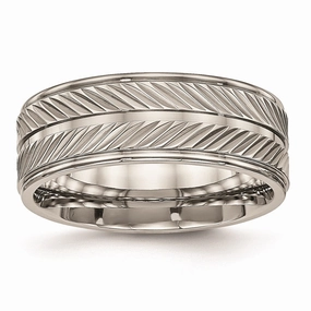 Titanium Polished Grooved Ring | TB449