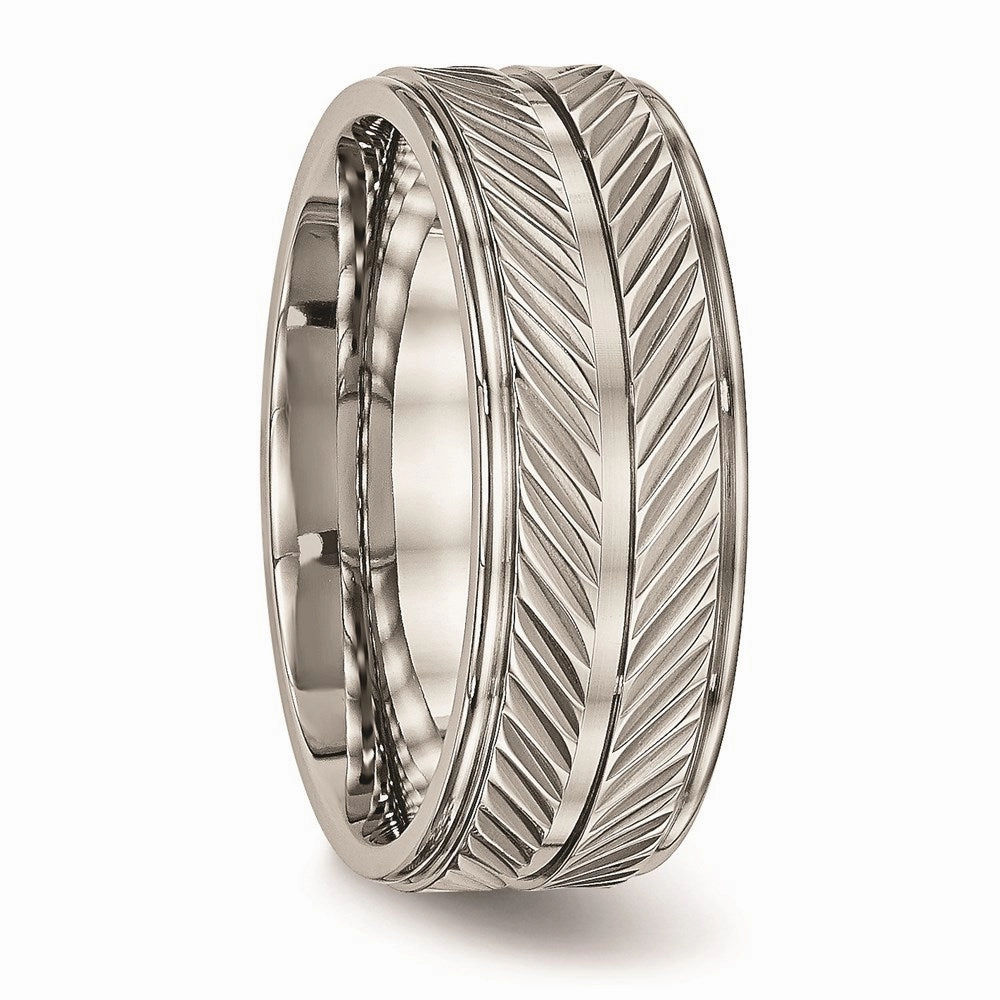 Titanium Polished Grooved Ring | TB449