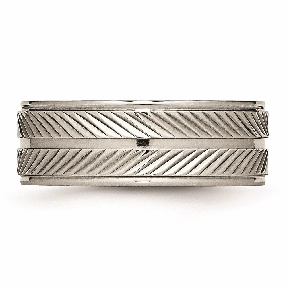 Titanium Polished Grooved Ring | TB449