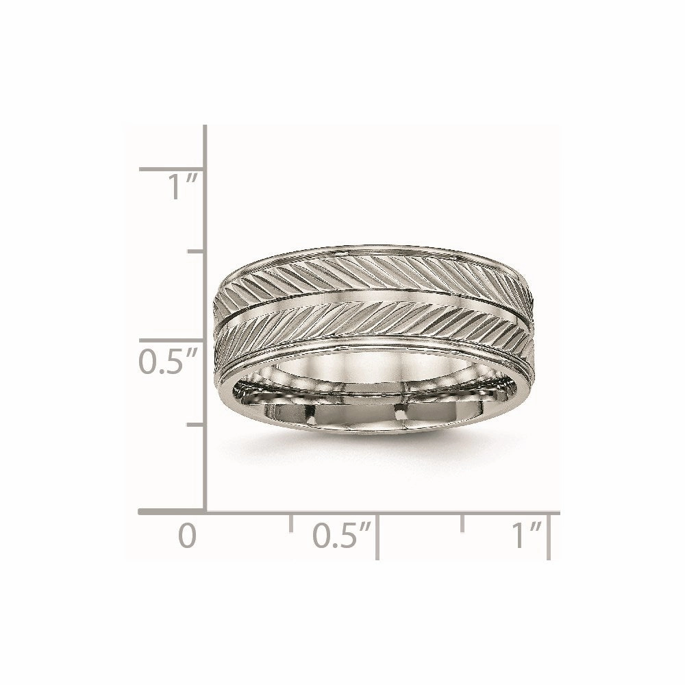 Titanium Polished Grooved Ring | TB449