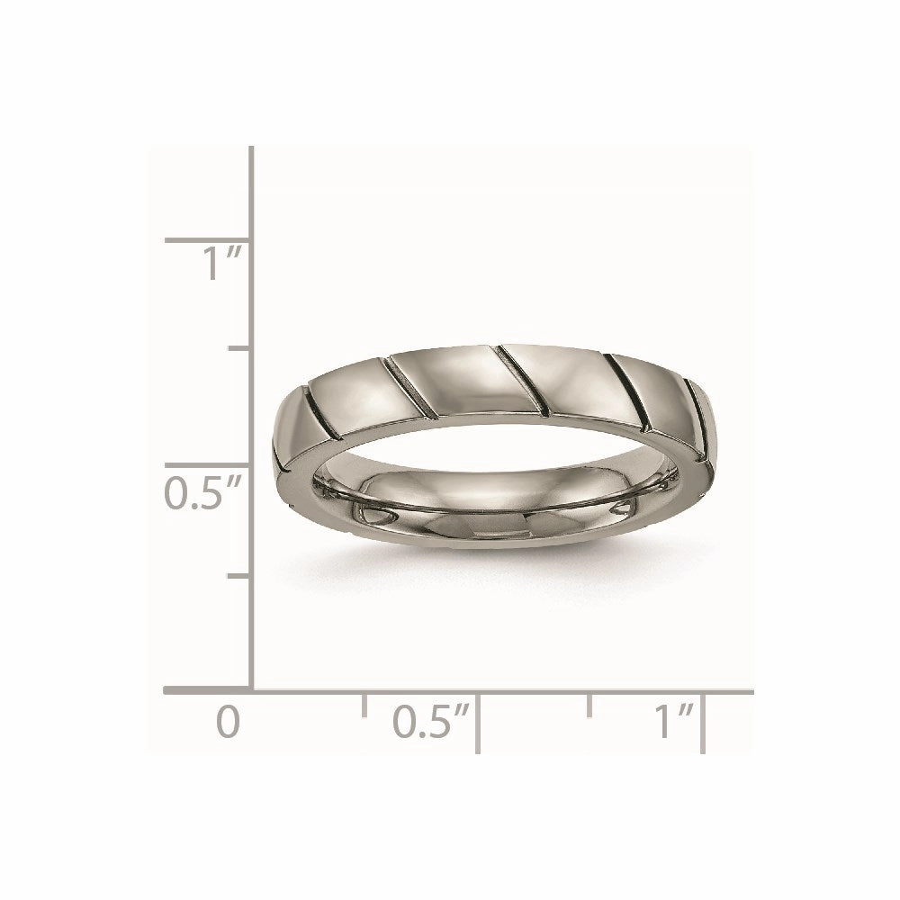 Titanium Polished Grooved Ring | TB482