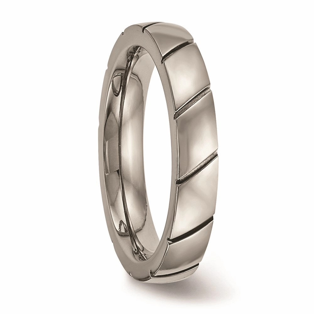 Titanium Polished Grooved Ring | TB482