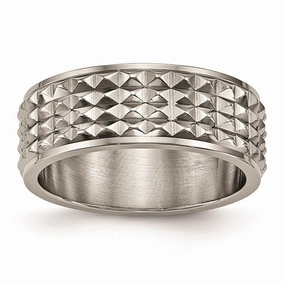 Titanium Polished Studded Ring | TB451