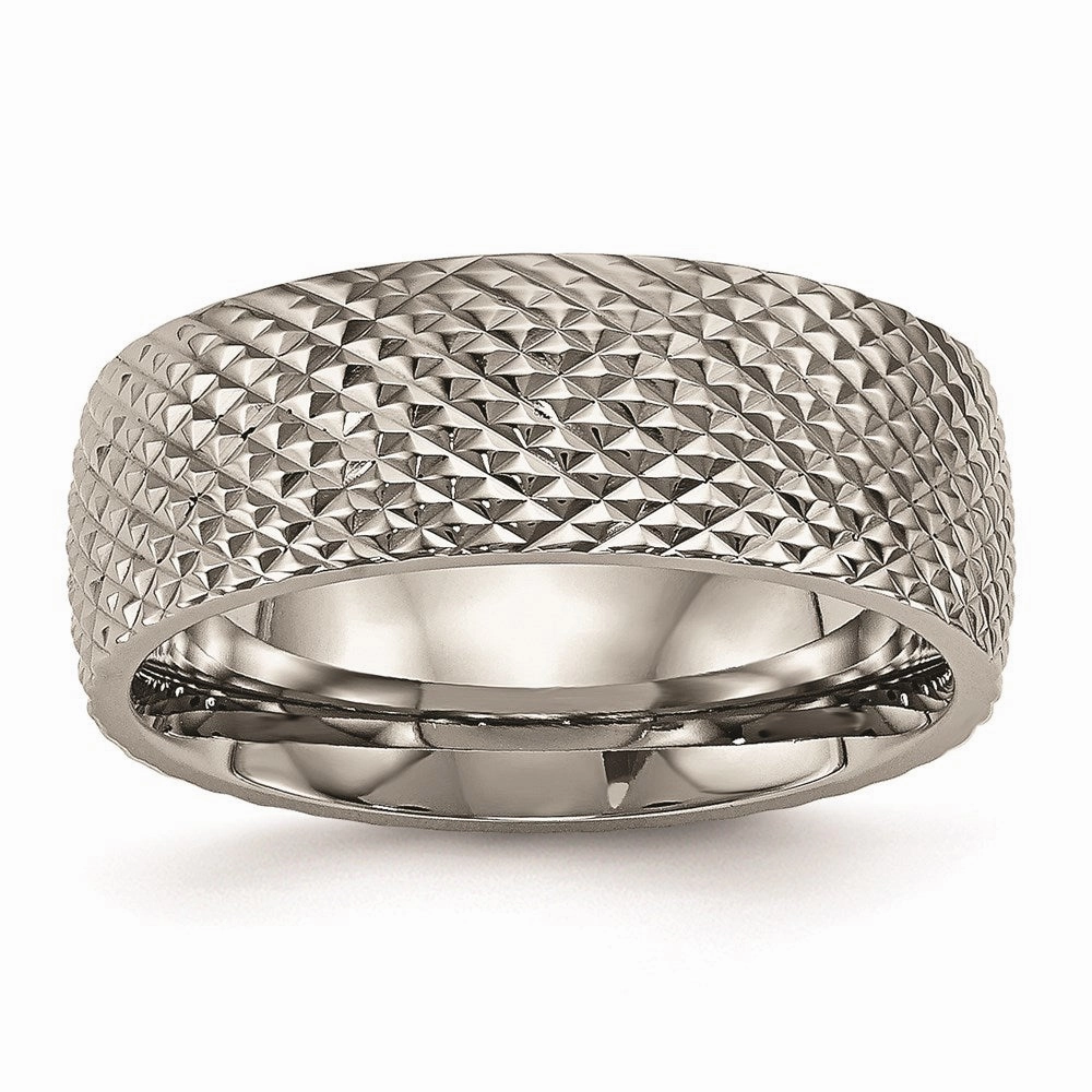 Titanium Polished Textured Ring | TB450