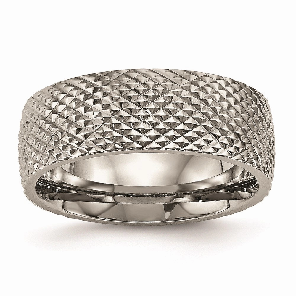 Titanium Polished Textured Ring | TB450