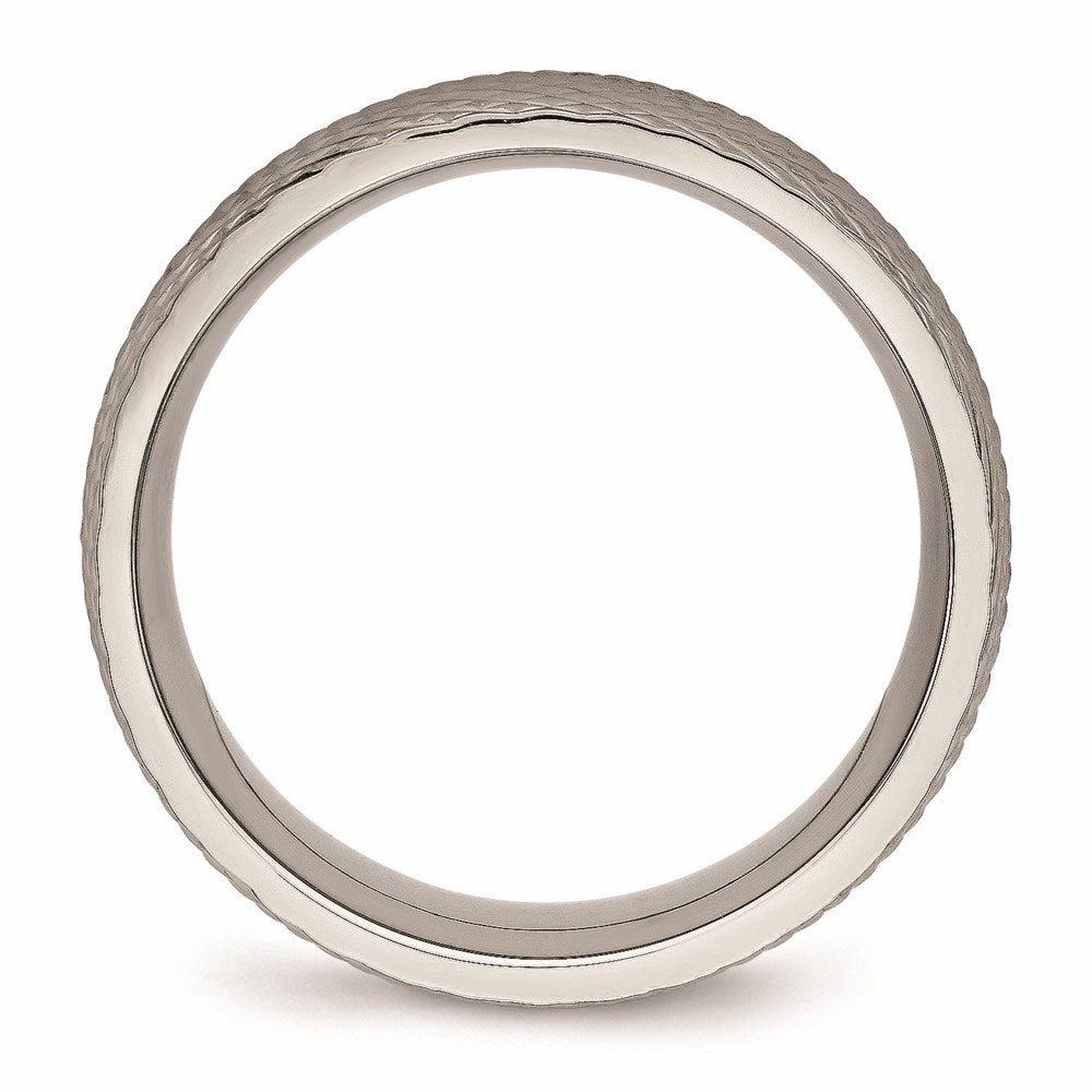 Titanium Polished Textured Ring | TB450