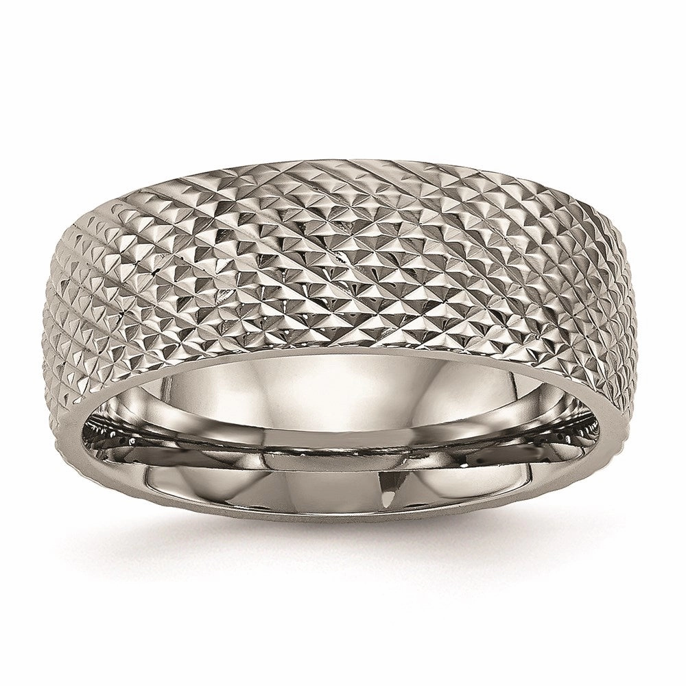 Titanium Polished Textured Ring | TB450