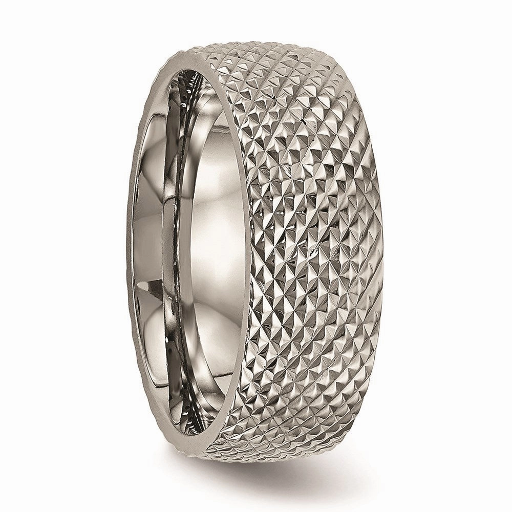 Titanium Polished Textured Ring | TB450