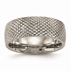 Titanium Polished Textured Ring | TB450