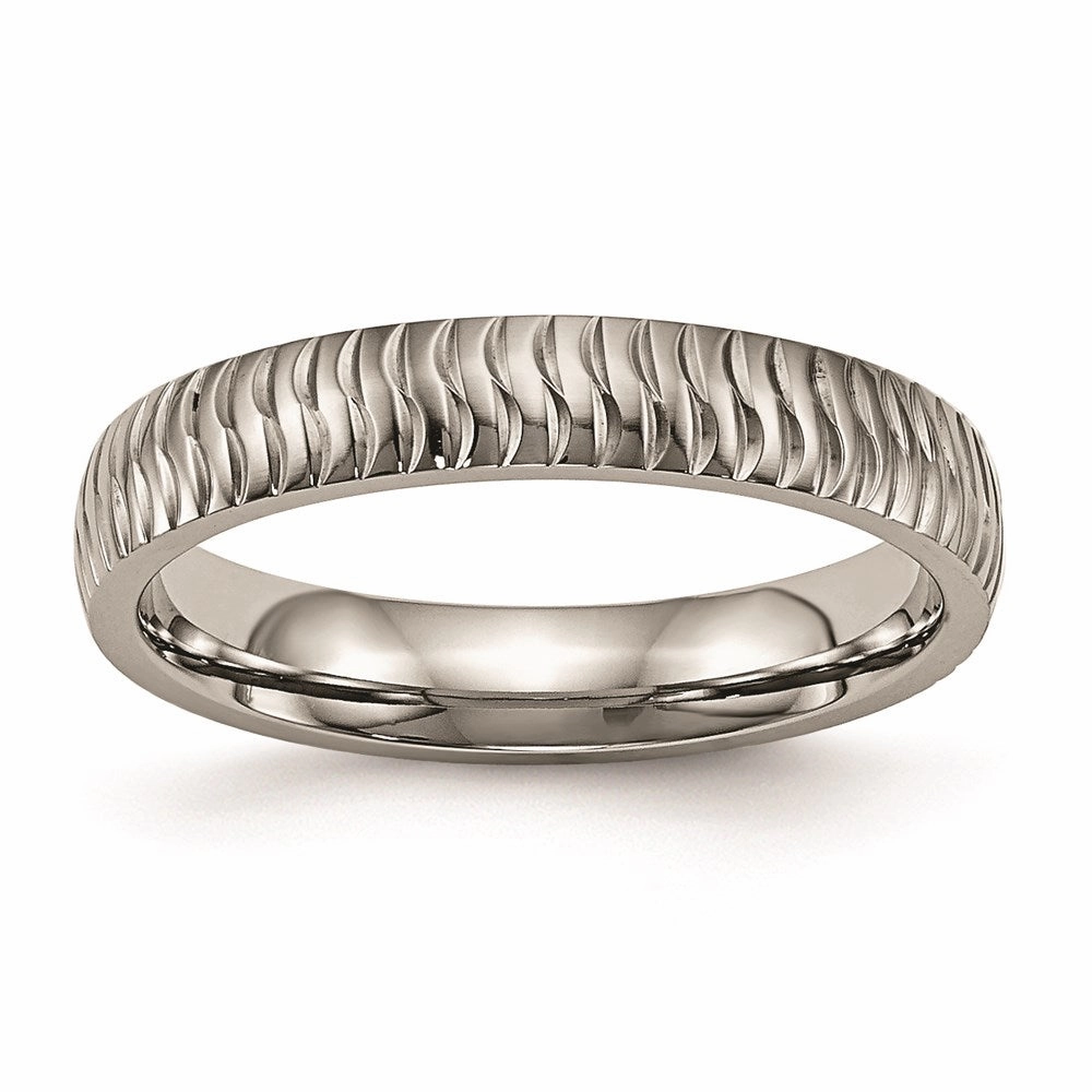 Titanium Polished Textured Ring | TB454