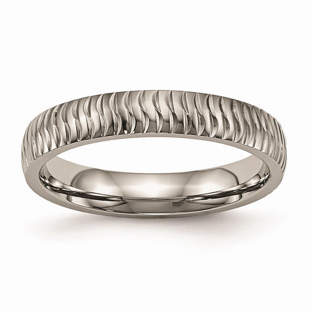 Titanium Polished Textured Ring | TB454
