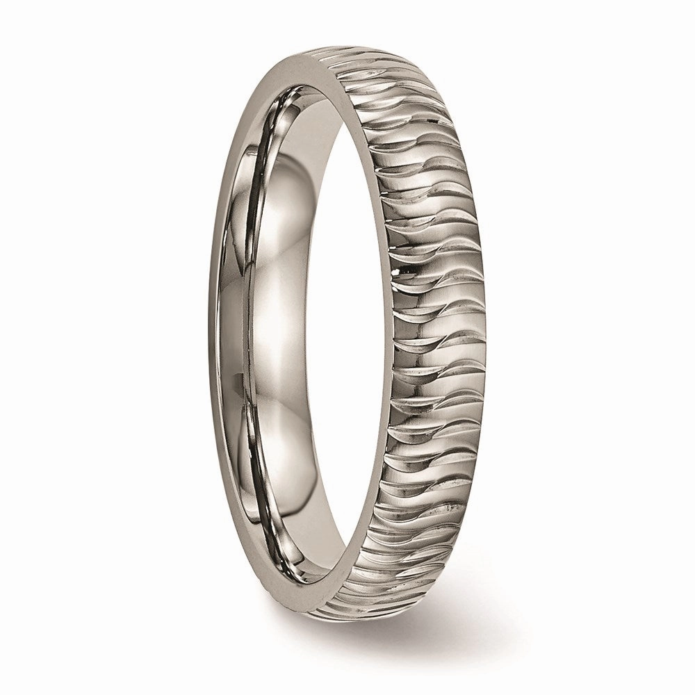 Titanium Polished Textured Ring | TB454