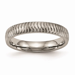 Titanium Polished Textured Ring | TB454