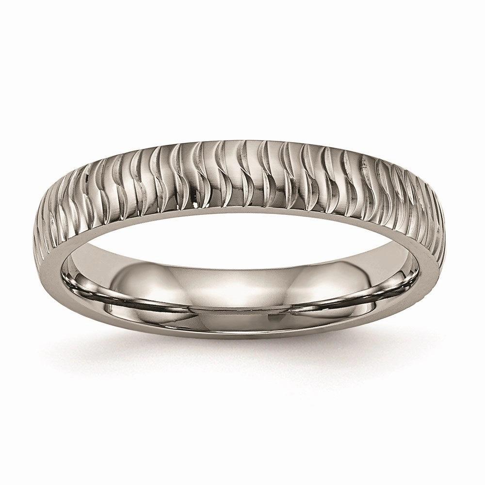 Titanium Polished Textured Ring | TB454