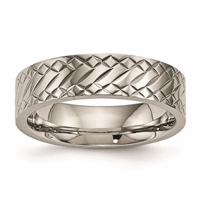 Titanium Polished Textured Ring | TB457
