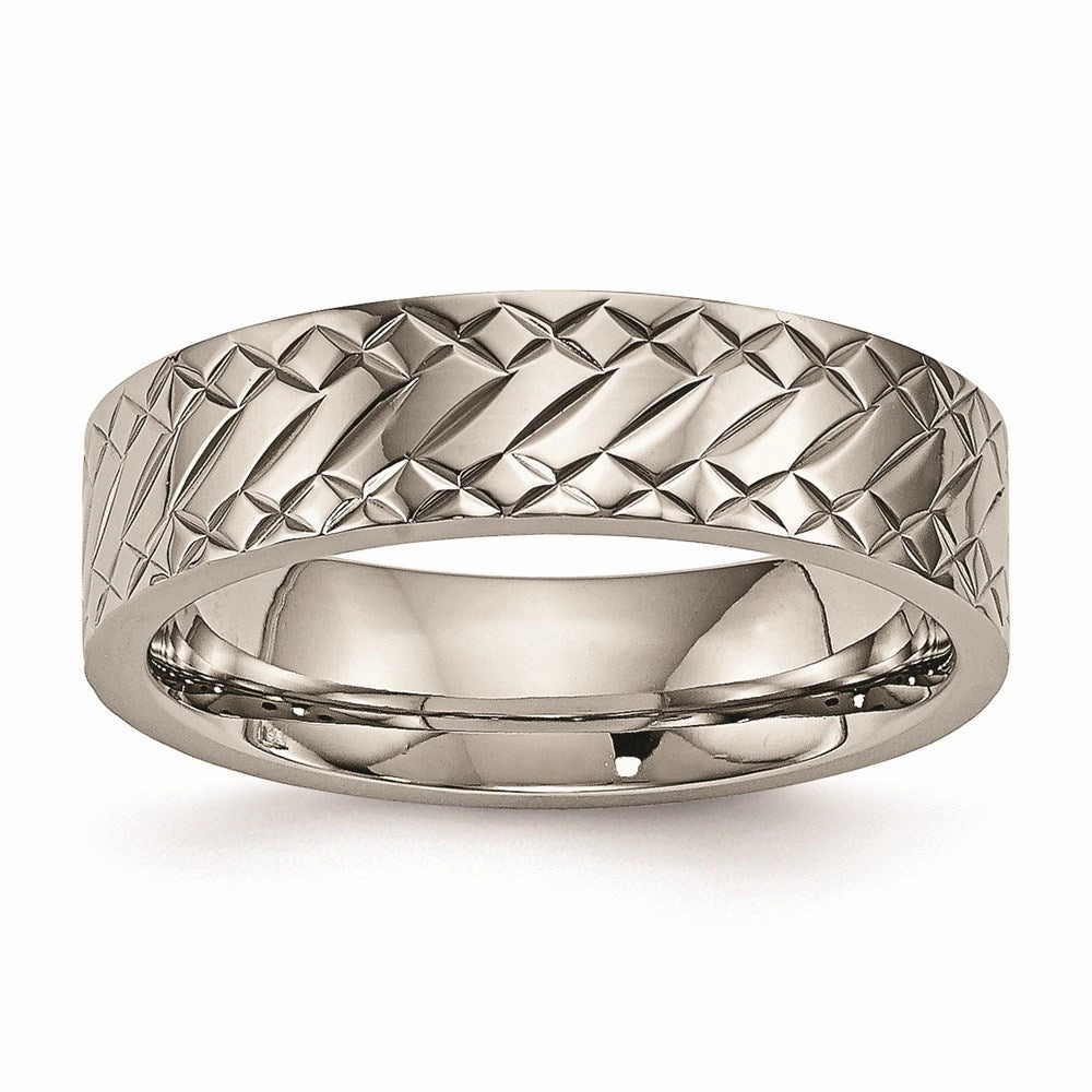 Titanium Polished Textured Ring | TB457
