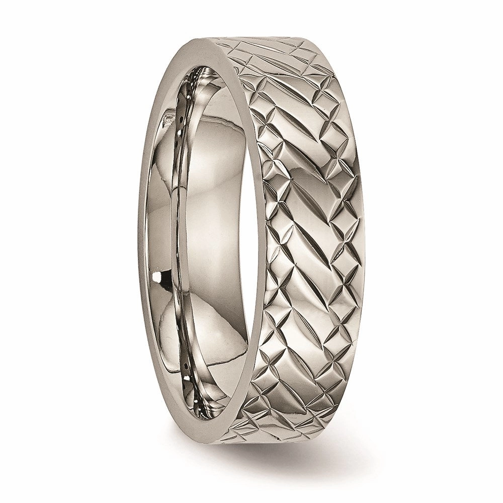 Titanium Polished Textured Ring | TB457