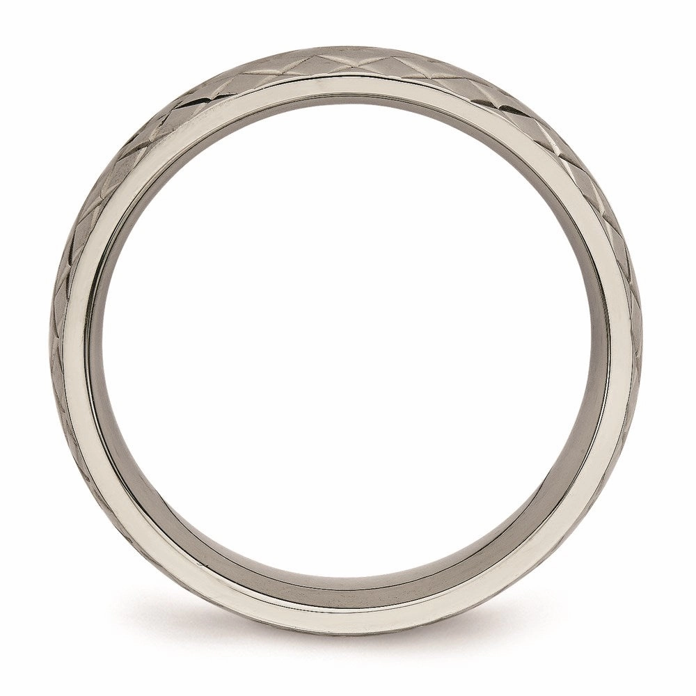 Titanium Polished Textured Ring | TB458