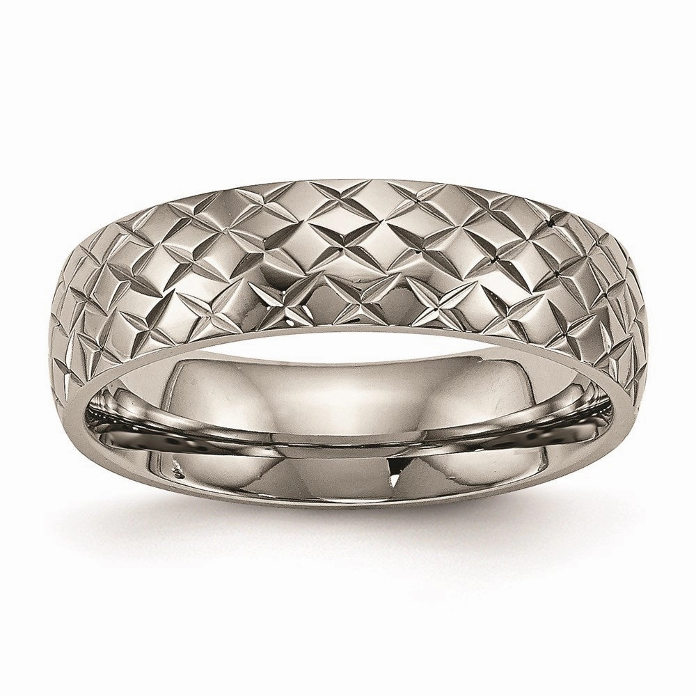 Titanium Polished Textured Ring | TB458