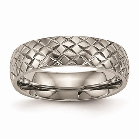 Titanium Polished Textured Ring | TB458