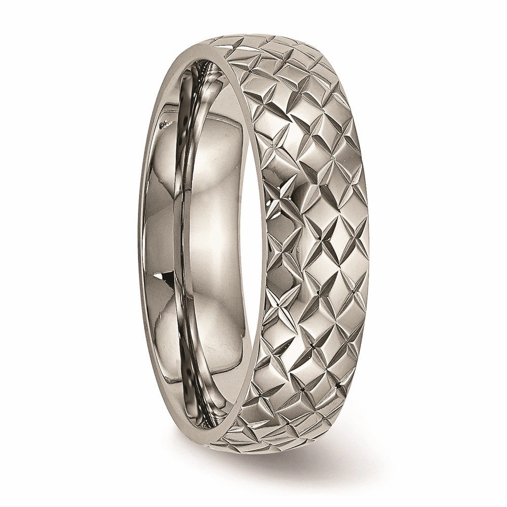 Titanium Polished Textured Ring | TB458