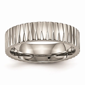 Titanium Polished Textured Ring | TB460