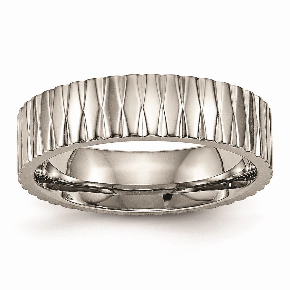 Titanium Polished Textured Ring | TB460