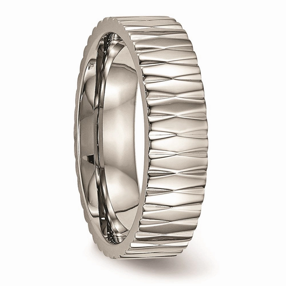 Titanium Polished Textured Ring | TB460