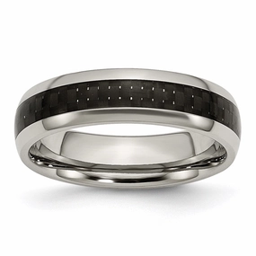 Titanium Polished w/Black Carbon Fiber Inlay 6mm Band | TB387