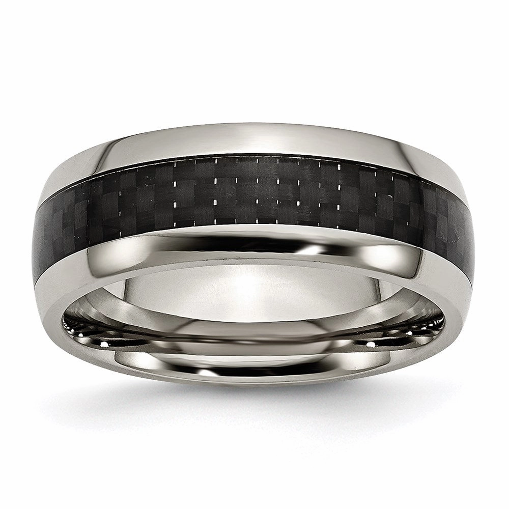 Titanium Polished w/Black Carbon Fiber Inlay 8mm Band | TB178