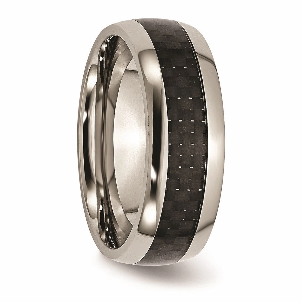 Titanium Polished w/Black Carbon Fiber Inlay 8mm Band | TB178