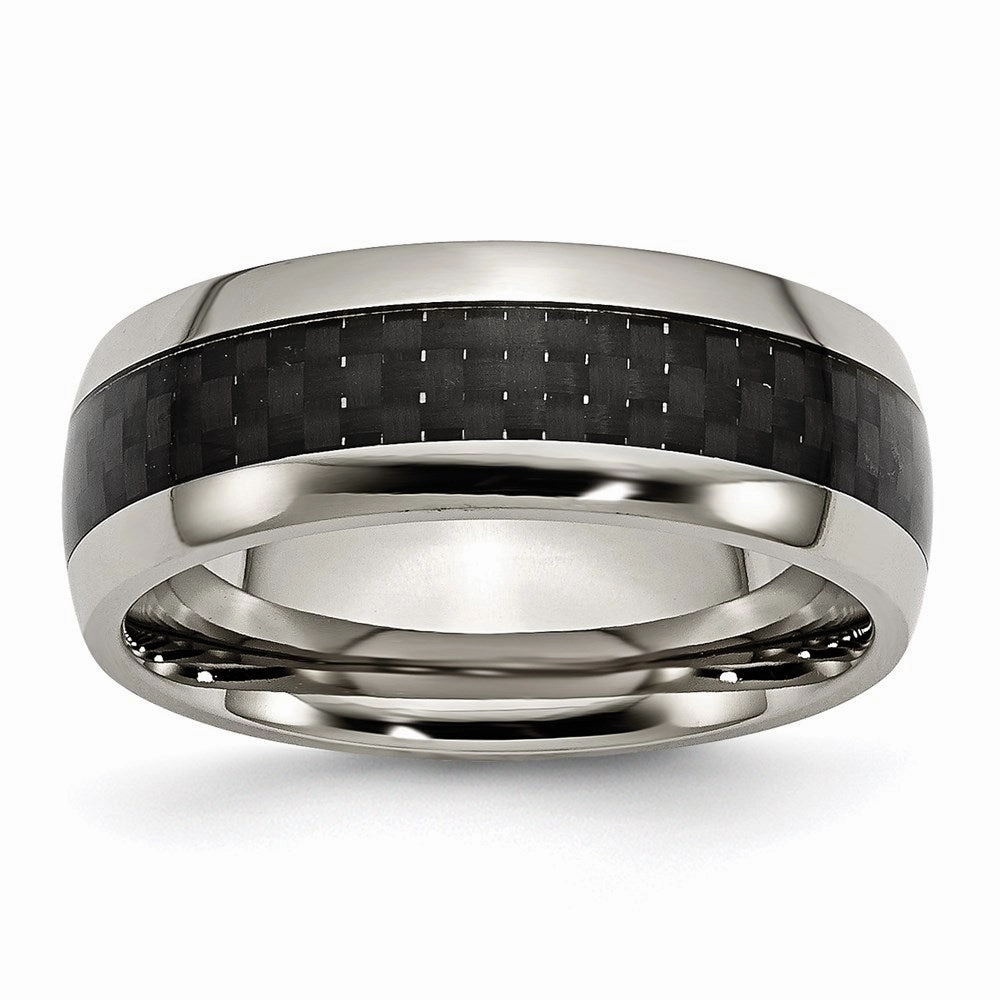 Titanium Polished w/Black Carbon Fiber Inlay 8mm Band | TB178