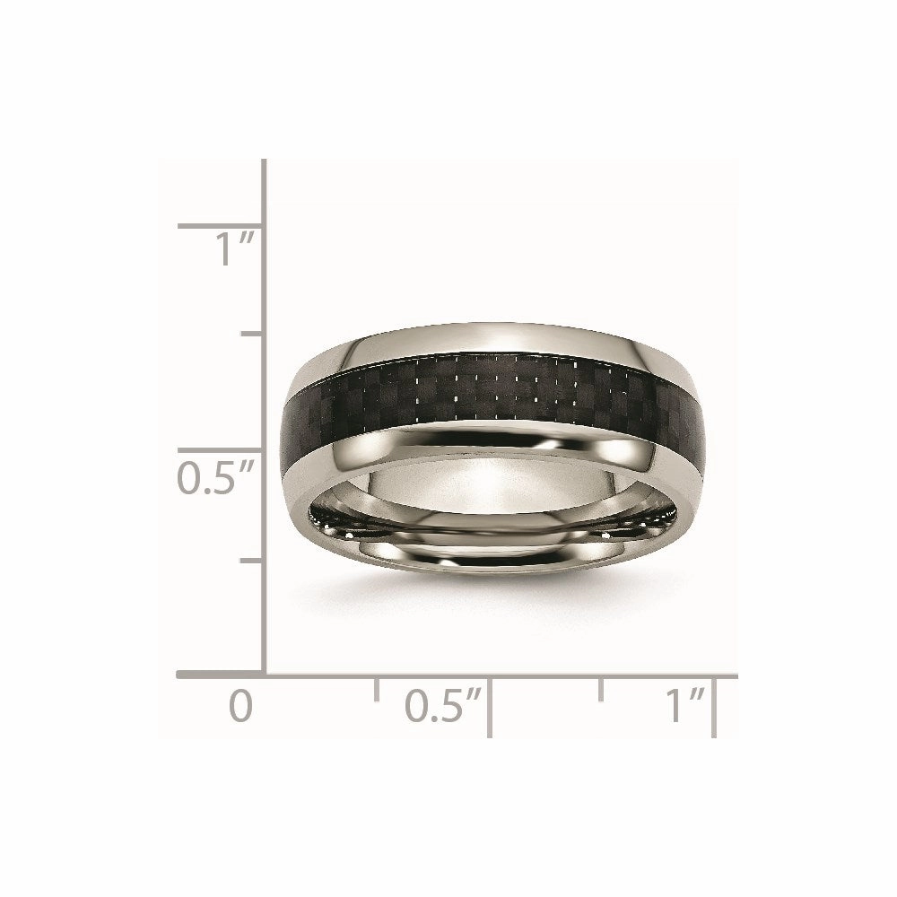 Titanium Polished w/Black Carbon Fiber Inlay 8mm Band | TB178