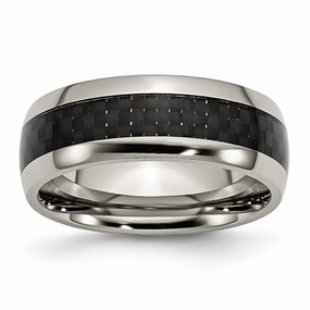 Titanium Polished w/Black Carbon Fiber Inlay 8mm Band | TB178