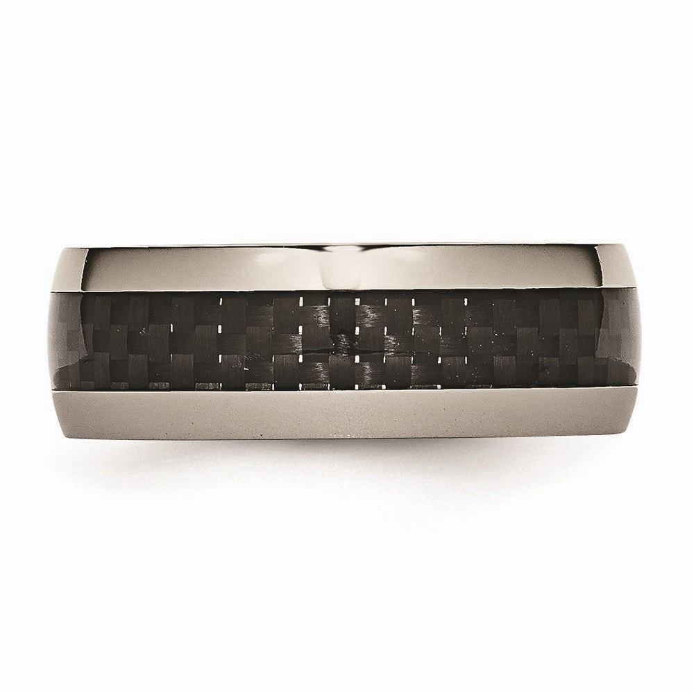 Titanium Polished w/Black Carbon Fiber Inlay 8mm Band | TB178