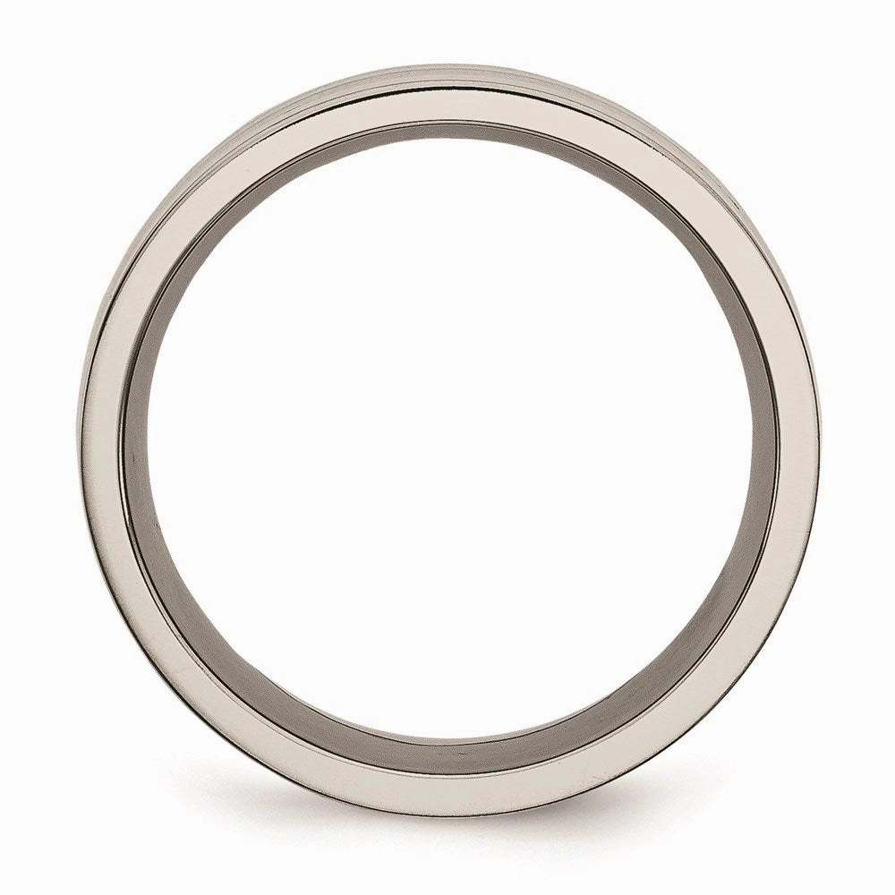 Titanium Polished w/Black Carbon Fiber Inlay Flat 8mm Band | TB177