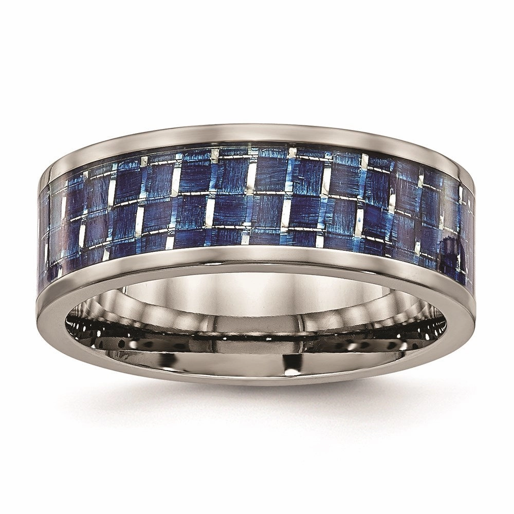Titanium Polished w/ Blue Carbon Fiber Inlay Band | TB478