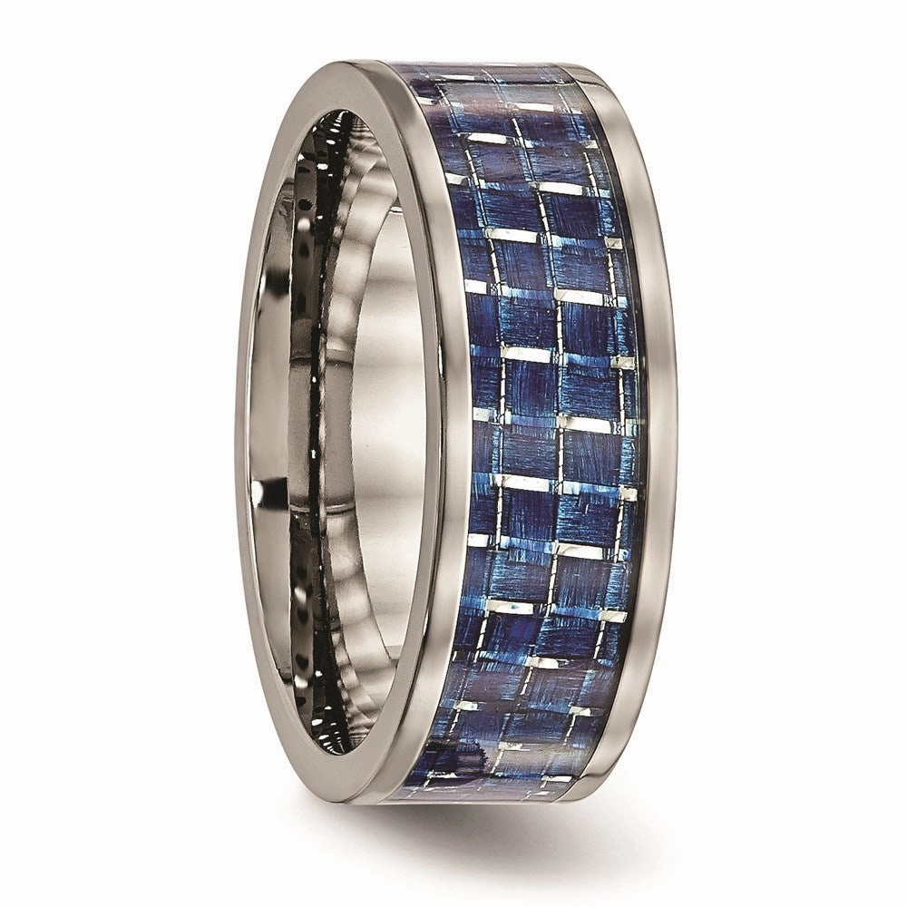 Titanium Polished w/ Blue Carbon Fiber Inlay Band | TB478