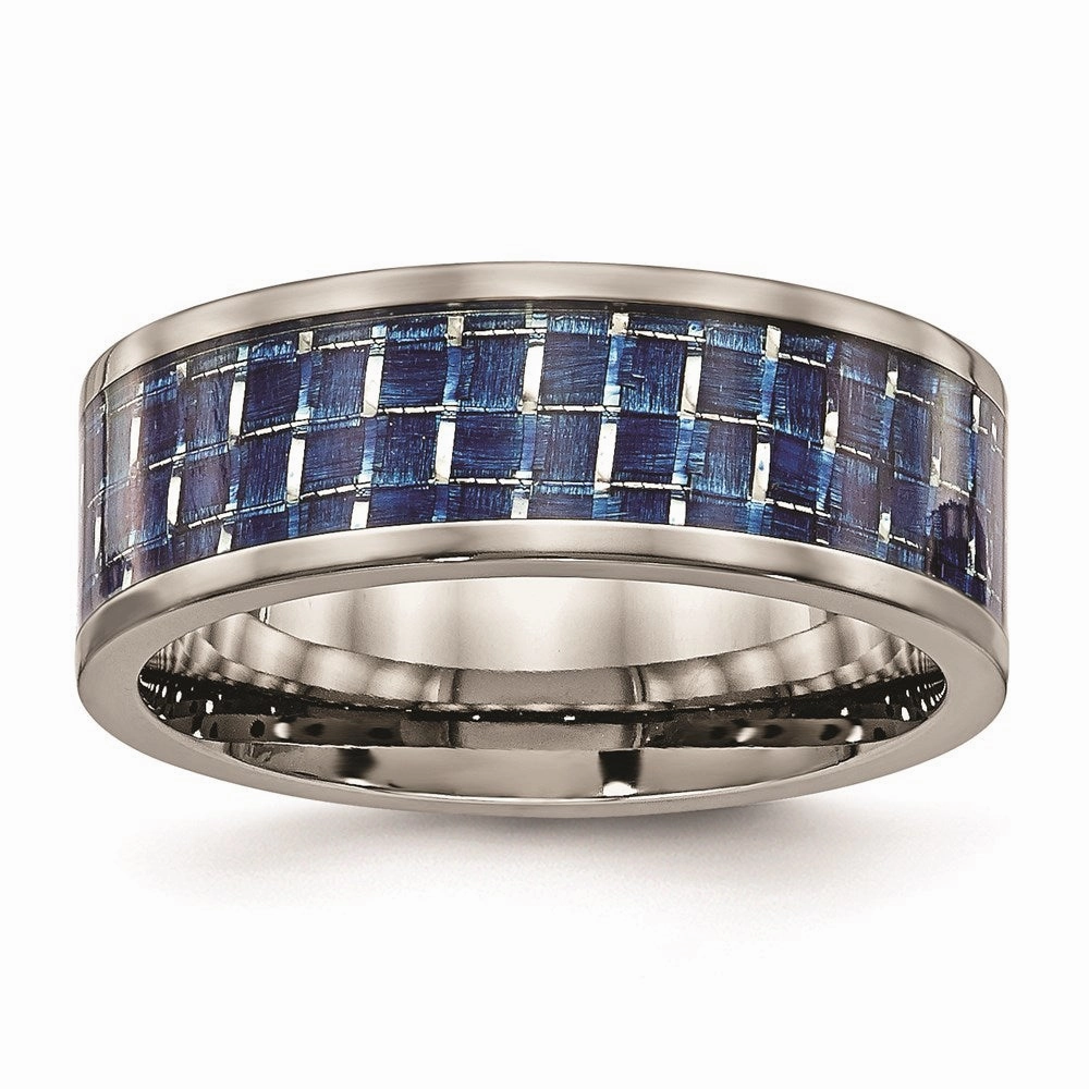 Titanium Polished w/ Blue Carbon Fiber Inlay Band | TB478