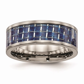 Titanium Polished w/ Blue Carbon Fiber Inlay Band | TB478