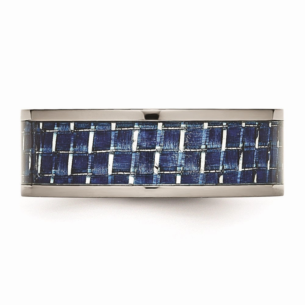 Titanium Polished w/ Blue Carbon Fiber Inlay Band | TB478