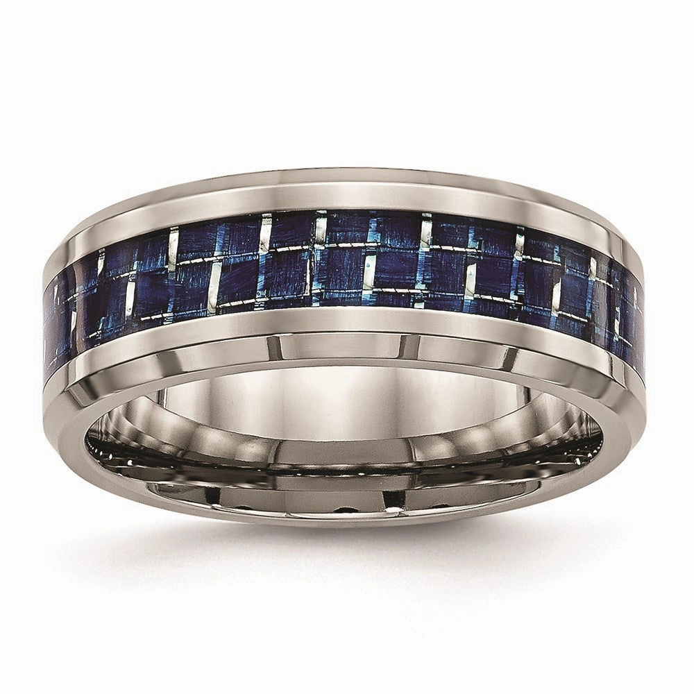 Titanium Polished w/ Blue Carbon Fiber Inlay Band | TB479