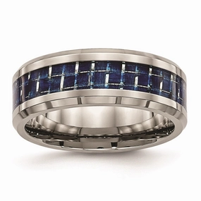 Titanium Polished w/ Blue Carbon Fiber Inlay Band | TB479