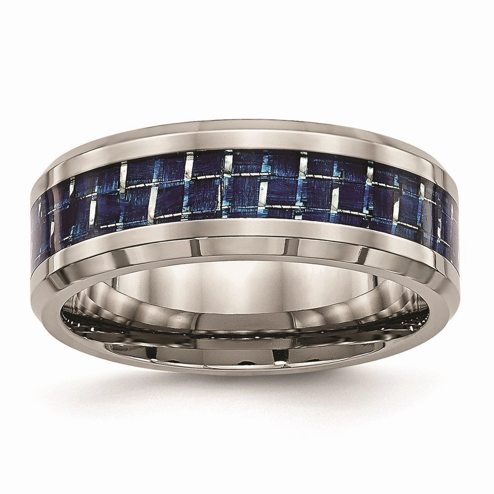 Titanium Polished w/ Blue Carbon Fiber Inlay Band | TB479