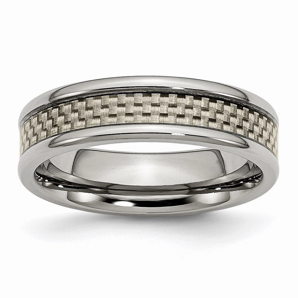 Titanium Polished w/Carbon Fiber Inlay 6mm Band | TB424