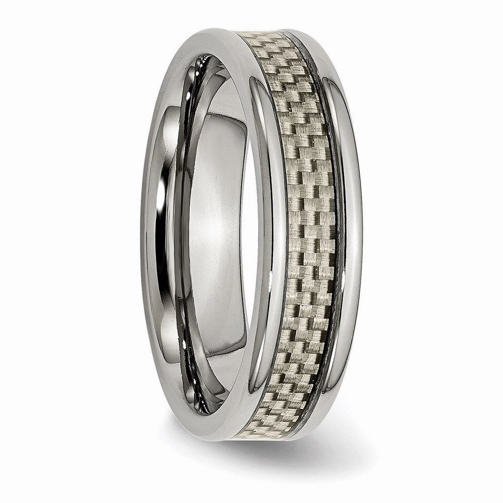 Titanium Polished w/Carbon Fiber Inlay 6mm Band | TB424